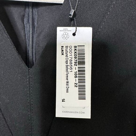 Karen Millen US 10/UK 14 Black Structured Crepe Pencil Midi Dress Career - Picture 4 of 11